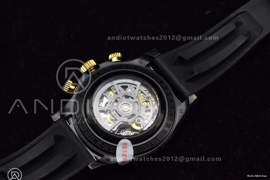 Colorful Ceramic Dial PVD on Strap Blaken GETF Skeleton Edition Rubber Best Daytona Bezel Gold SA 523 Black 0211